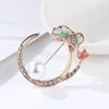 Lotus Pearl Brooch Moon Design Simple Corsage Temperament Fashion Exquisite Hypoallergenic Luxury Enamel Long-lasting Color