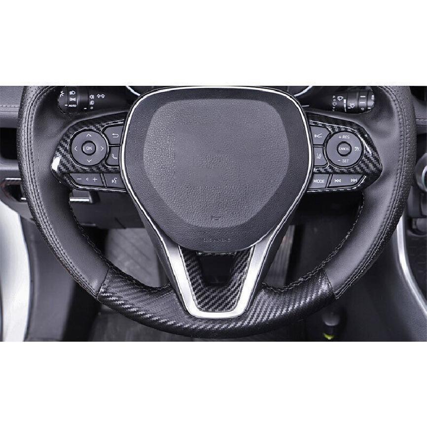 For Toyota RAV4 2019-2025 Carbon Fiber Steering Wheel Control Button Cover 3PCS