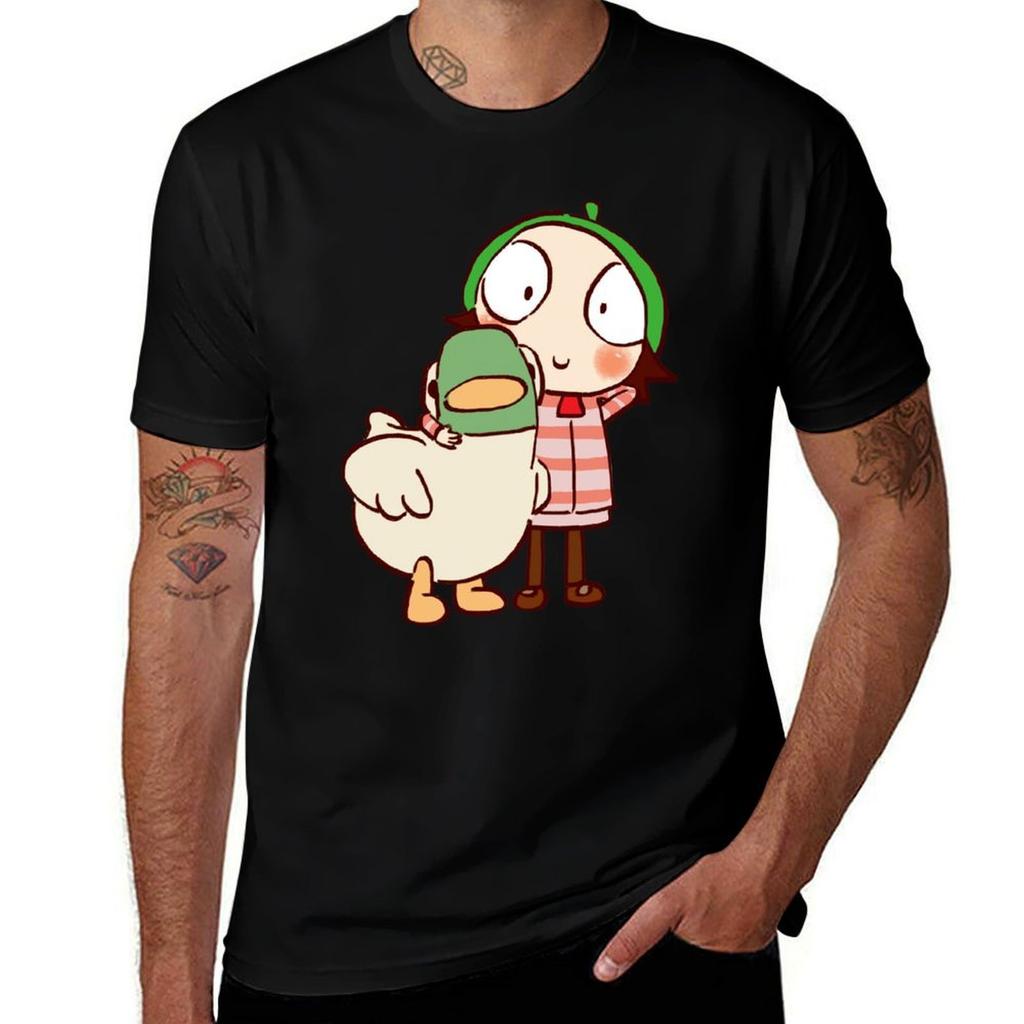 I Draw Sarah And Duck 1 Childrens Cartoon Tshirt Fashion Letter Print Tshirt