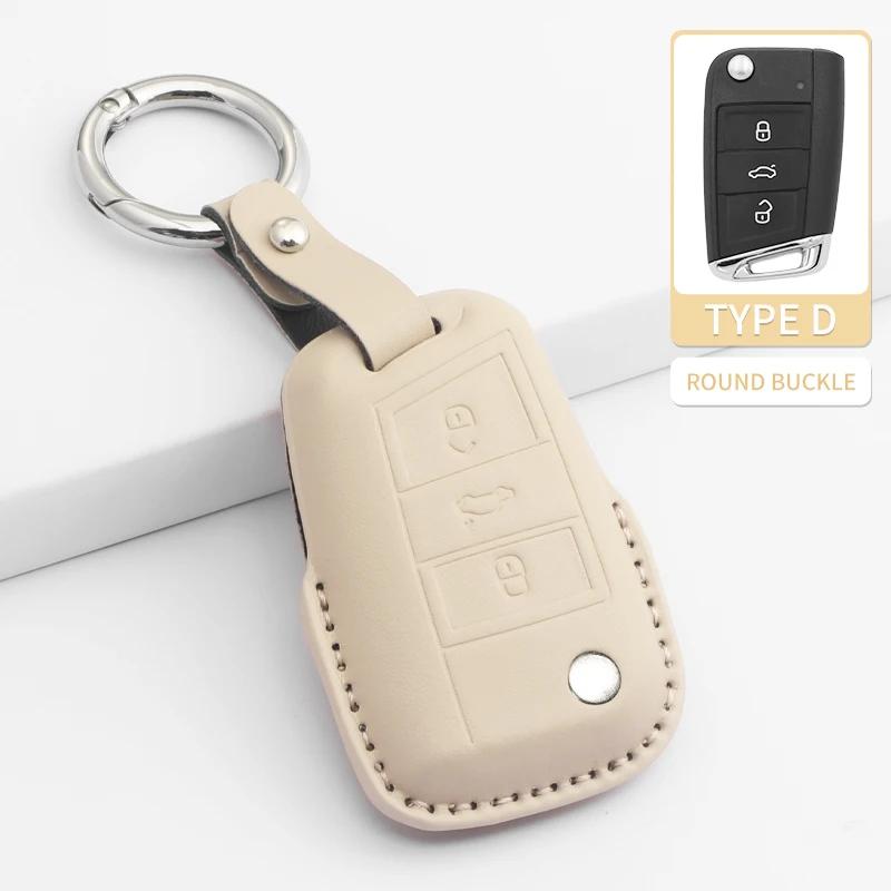 Car Key Cover For VW Volkswagen Beetle Caddy Eos Golf Jetta Polo Scirocco Tiguan Touran UP Keyless Fob Leather Car Key Bag Case