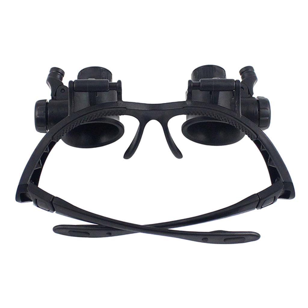Vergrößerungslinsen Doppelte Brille LED Reparatur Brillen Typ Kopfbedeckung Lupe mit 2 LEDs 6 austauschbare Linsen
