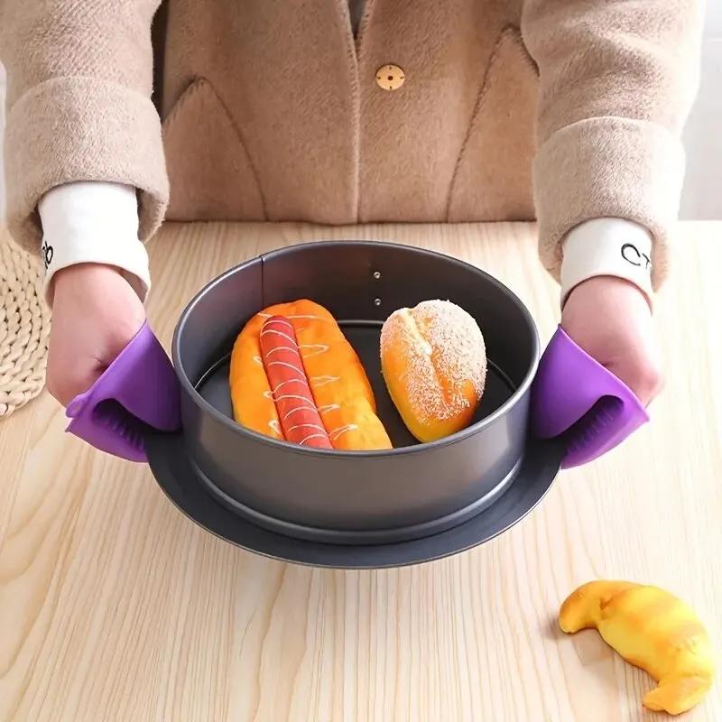 2pcs Thicken Baking  Silicone Oven Mitts Microwave Oven Glove Heat Insulation Anti-slip Bowl Pot Clips Kitchen Gloves
