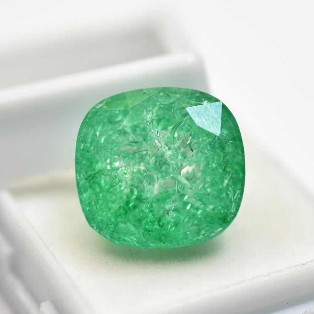 Natural Green Zambian Emerald 19ct Square Cushion Certified Loose Gemstone