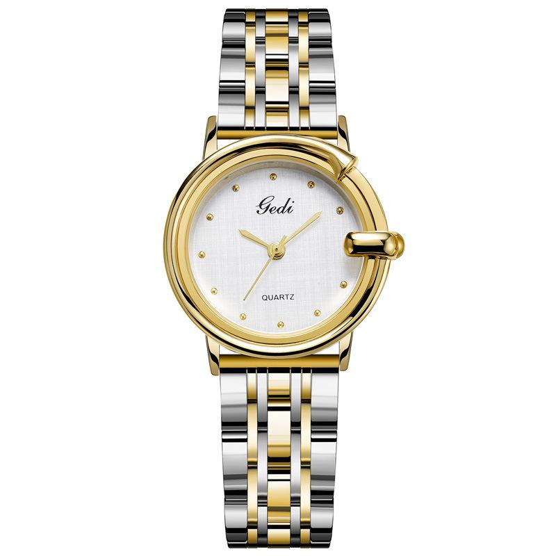Edelstahl Damen Armbanduhr Leichter Luxus Exquisite Stoffoberfläche Quarz Uhr Damen Wasserdicht Raum Gold Stahl Armband Uhr