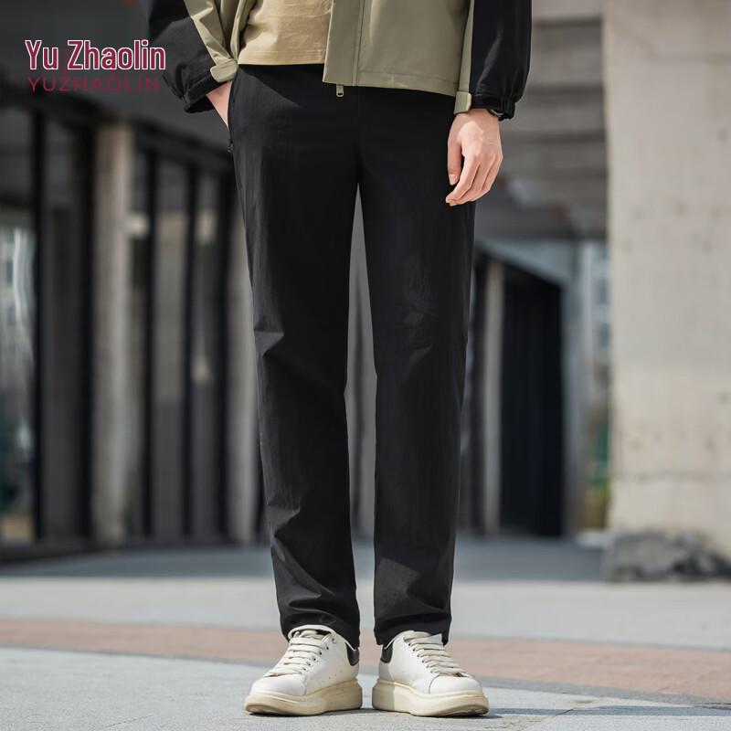 YUZHAOLIN Unisex Straight-Leg Elastic Waist Casual Pants XL чёрный