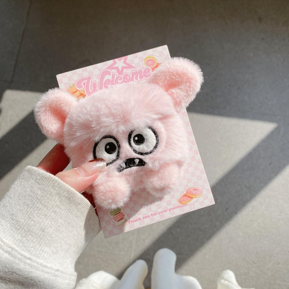 Kawaii 3D Große Augen Cartoon Monster Plüsch Kopfhörerhülle für Apple Airpods 2 3 4 Pro2 Pro3 Pro Niedliche Rosa Ohrhörer Stoßfeste Hülle