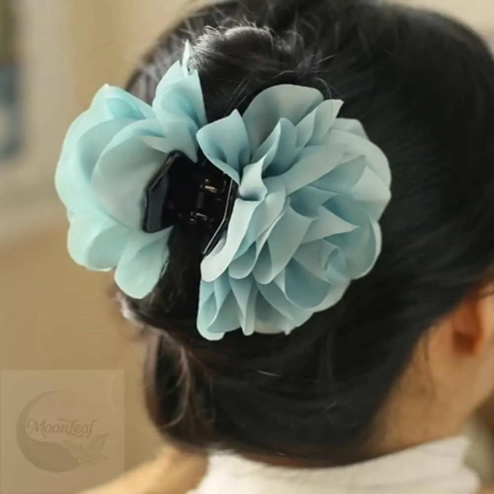 MLSTORE Chiffon Mint Flower Claw Clip Goddess Hairstyle Large Claw Clip