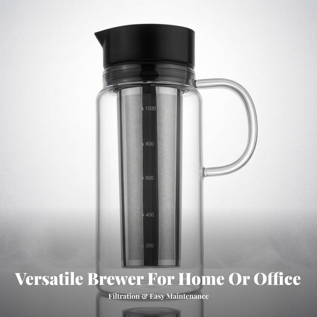 Cold Brew Coffee Maker Reusable Glass Pitcher with Lid Sun Tea for Kitchen