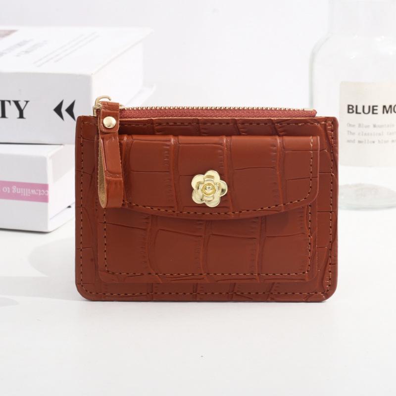 

Women s Ultra-Thin Candy Color Coin Purse & Card Holder with Zipper светло-коричневого