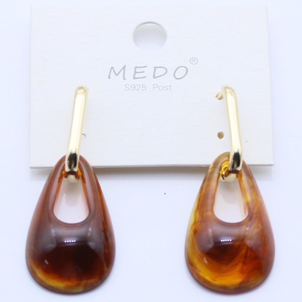 Retro Europäische & Amerikanische Acryl-Ohrringe: Vintage goldfarbene, kaffeefarbene, transparente Wassertropfen-Manschetten.