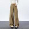 Spring Summer Vintage Raised Side Seam Unique Design Slim Floor Wide Leg Denim Pants For Women Casual Pants Oversize Denim Trousers
