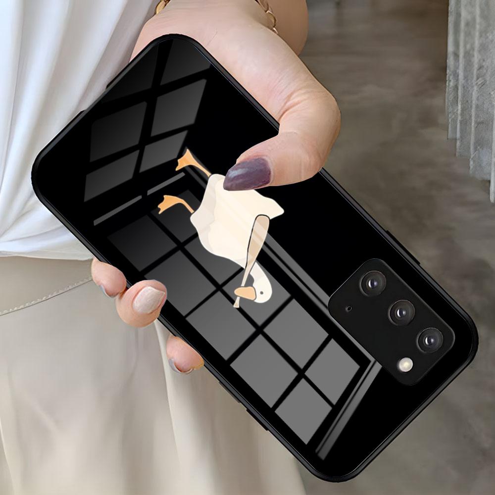 Funny D-DucK Goose Meme Phone Case For Samsung S26 S25 S24 FE S23 S22 S21 Plus S20 Ultra Note20Ultra Black Glass Cover