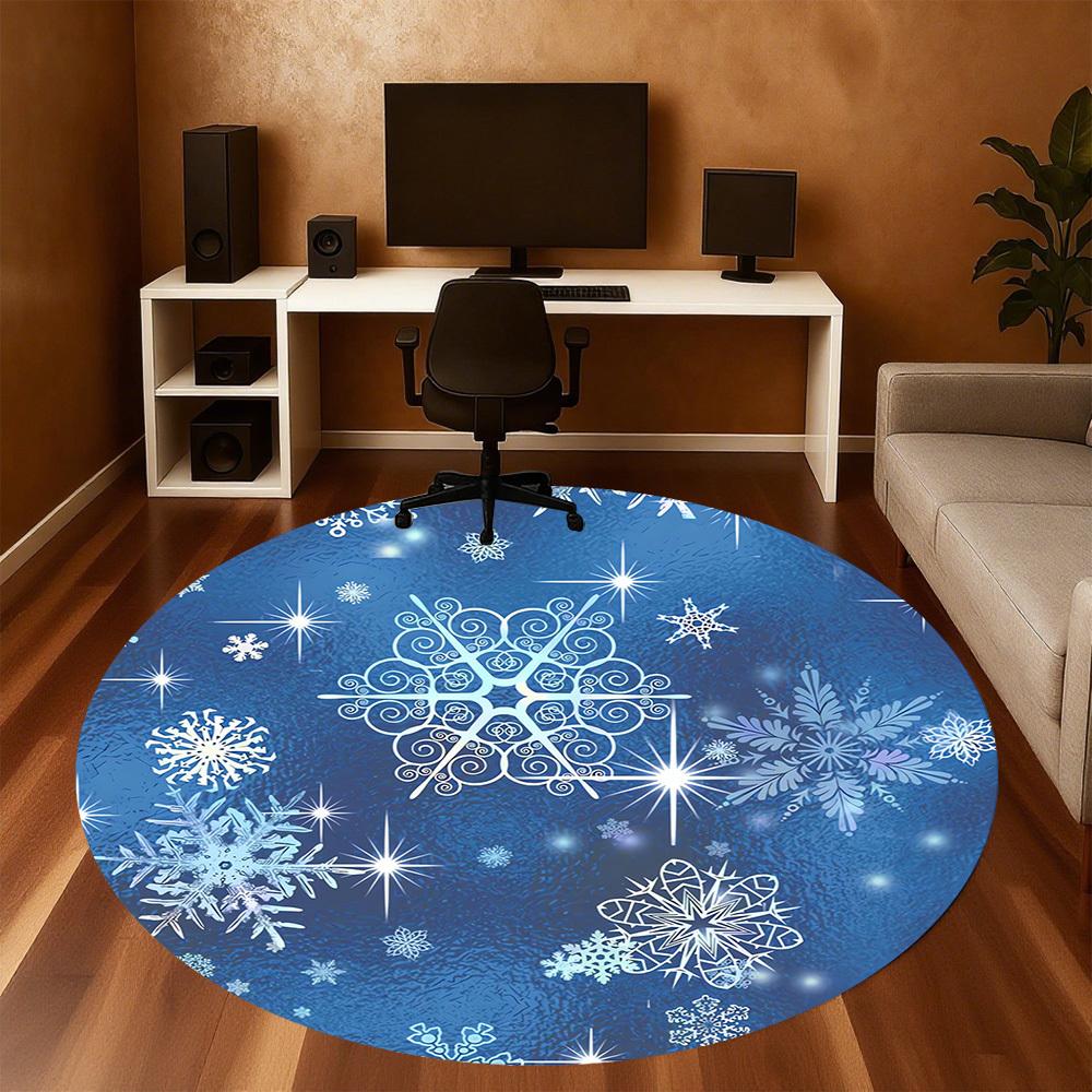 1pc snowflake winter Round Chair mat Area Rug - Non-Slip, Floor Mat for Office, Bedroom, and Indoor Decor c1118027