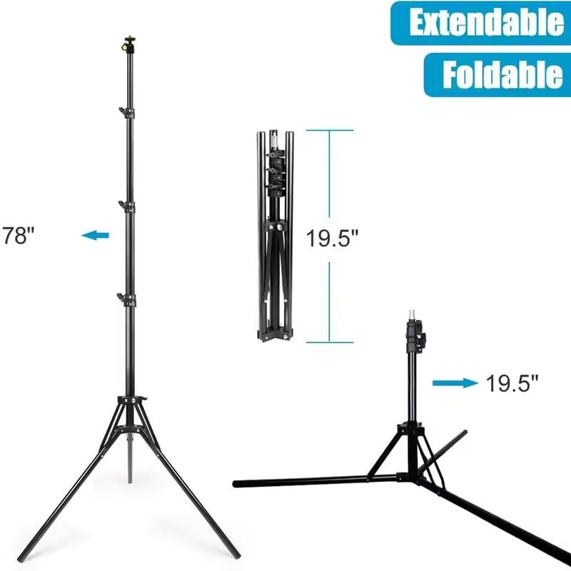 78'' Light Stand for Photography Aluminum Alloy Foldable Portable Photographic Lighting Tripod Camera Flash Mount Brackets