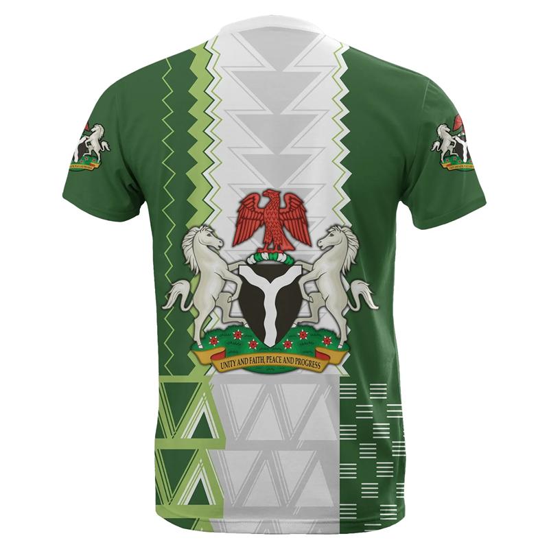 Nigeria Coat Of Arms T-shirt For Men Summer 3D Printed Oversized T Shirt Casual Tops Street Sports Short Sleeved Round Neck Tees