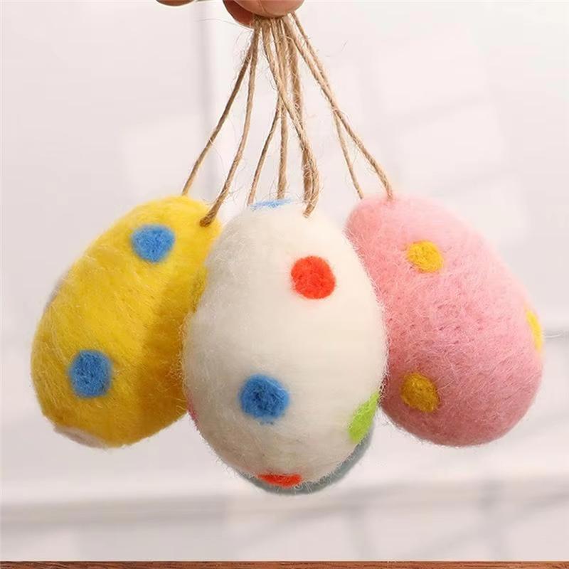 Good-Easter Egg Decorations Kit Wool Felt Foam Easter Eggs Hanging Rope For DIY Crafts