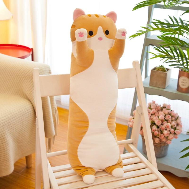 50-130CM Long Cat Plush Toy Soft Cute Animal Stuffed Doll Office Nap Pillow Gift for Kids