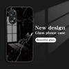 For Oppo A38 4G Case Marble Pattern Tempered Glass+PC+TPU Phone Back Cover