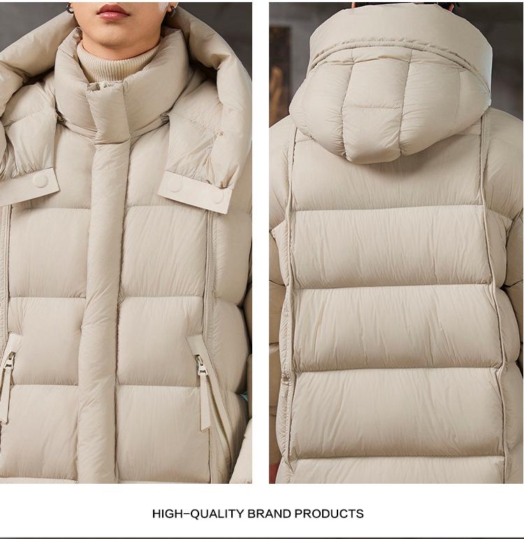 Men's Trendy Winter Hooded Down Jacket: Warm, Thickened, Mid-Length Coat with Stand Collar.