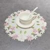 European Pastoral Embroidered Placemat Polyester Fabric Decoration Small Fresh Round Dining Mat Cross-border Hot Selling Embroidered Coaster