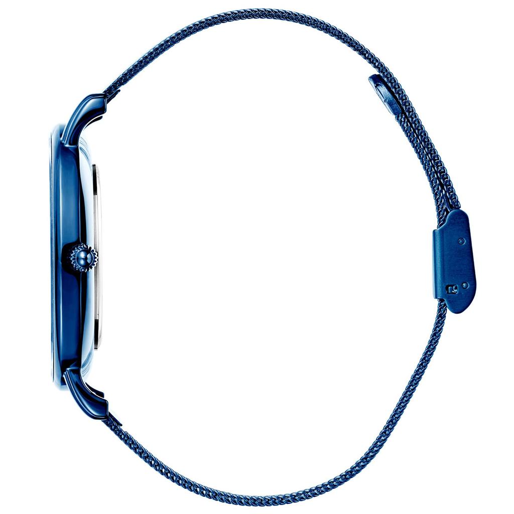 BUREI Men's Minimalist Waterproof Analog Wristwatch Milanese Mesh Band Stylish Date Blue