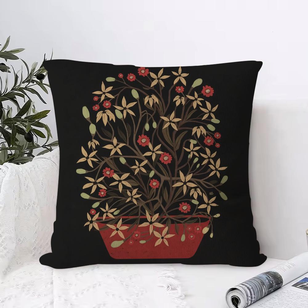 Vintage V-vase Print Pillow Case Square Pillow Bedroom Sofa Leisure Comfort Cushion Living Room Home Decoration