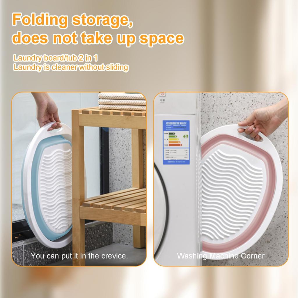 Portable Hand Washing Foldable Basin With Brush Home School Dormitory Washboard Basin For Clothes Cleaning Tools