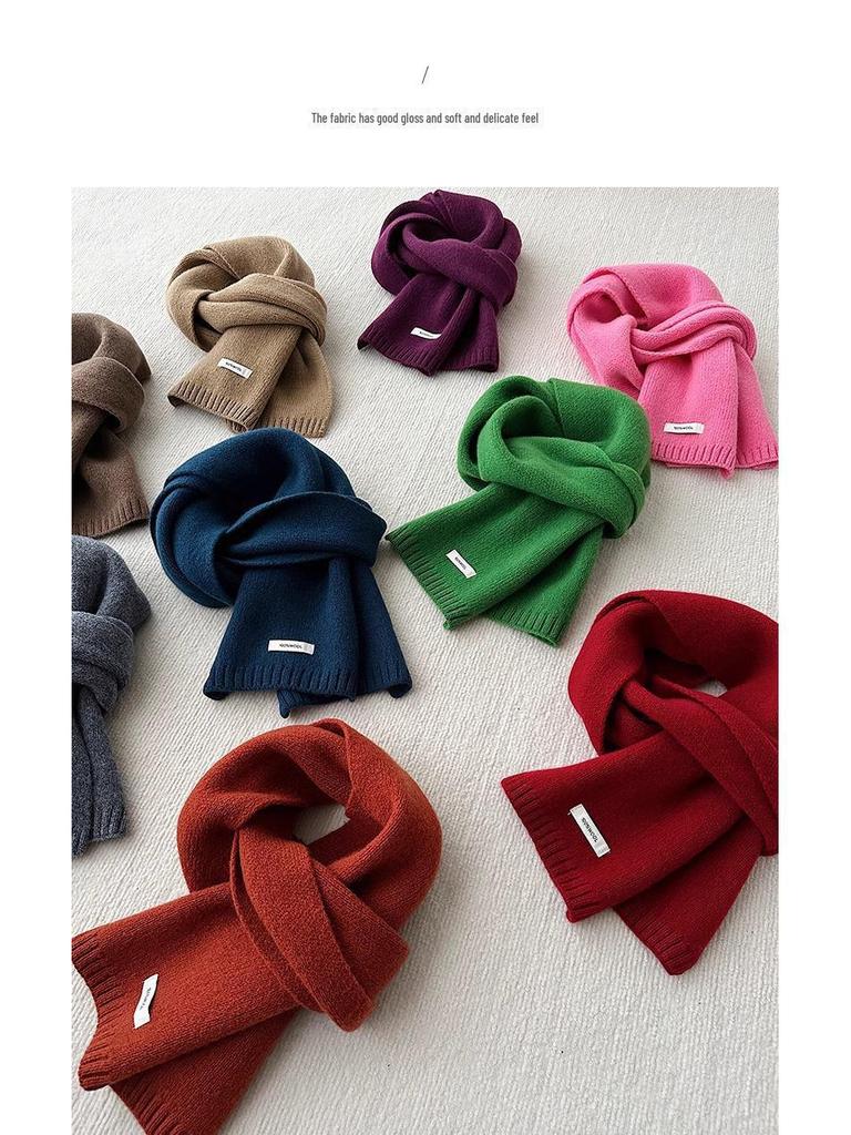 Wool Pure Australian Knitted Scarf New Style Solid Color Unisex Winter Warm