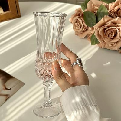 Vintage Diamond Painting Glass Red Wine Glass Cup Set Transparent Wedding Gifts Drinkware Creative Gifts for Housewarming Party