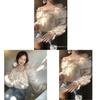 Romantic Lace Blouse For Women With 3d Print Soft Satin Fall Spring Casual Wear