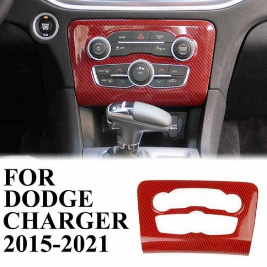 Красная накладка на панель центральной консоли в стиле карбона для Dodge Charger