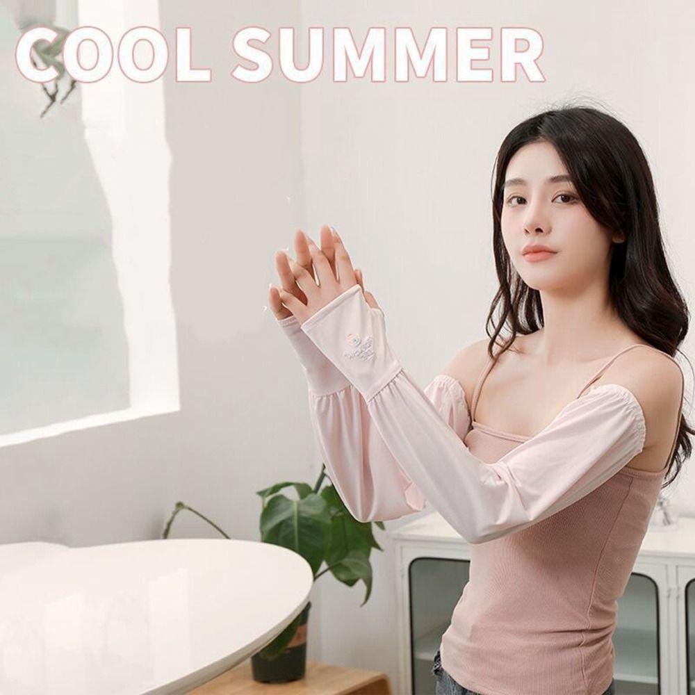 Ice Silk Ice Silk Sleeve Polyester Fibre Arm Sleeves Cover Simple Sunscreen Gloves Sport