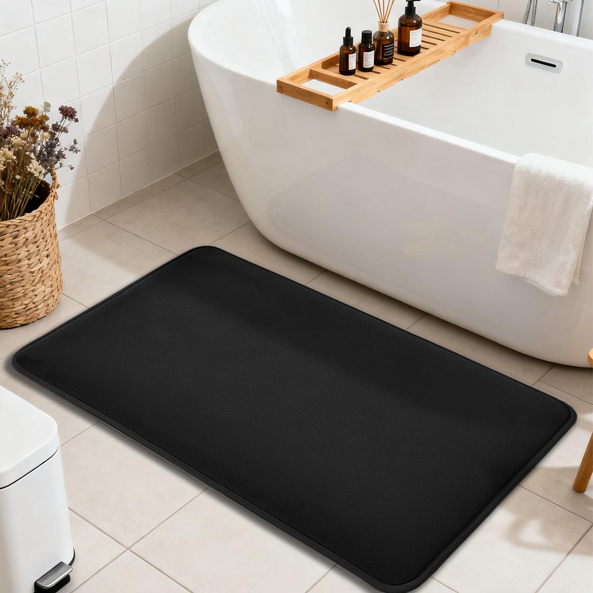 

Simple and minimalist absorbent bath mat solid color flannel non-slip mat bathroom floor mat household doormat 400MMx600MM чёрный
