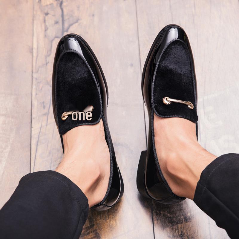 Men's Large Suede Pointed Toe Leather Loafers - British Style Formal/Casual Slip-ons