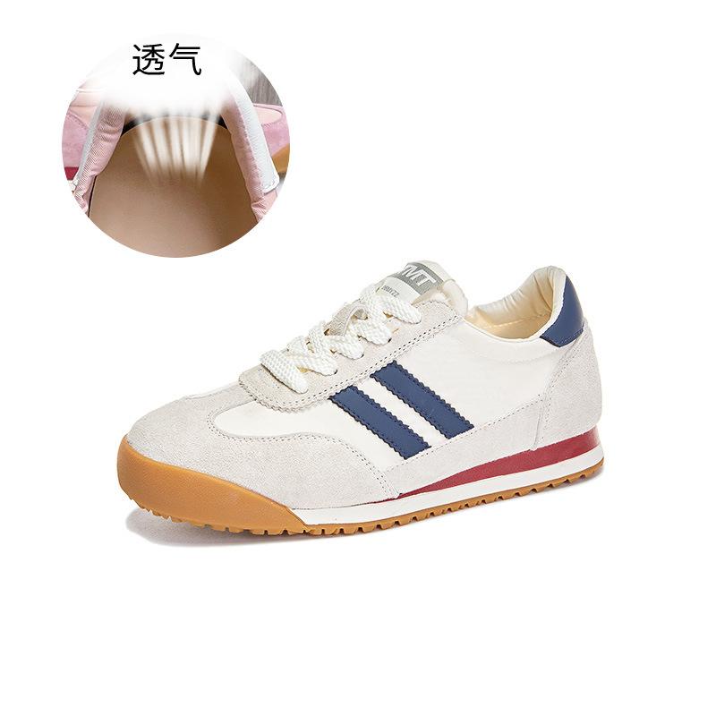 

Кожаные немецкие тренировочные туфли женские 2025 лето новые на плоской подошве спортивные маленькие белые туфли повседневные универсальные туфли Форреста Гампа ретро женские туфли 40 бежевый