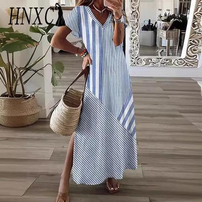 HNXC Women's Fashion Summer Spring Short Sleeve V-Neck  Casual Dresses