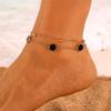 2Pcs/Set Romantic Five-Petal Flower Metal Anklet for Women Fashion Simple Foot Chain Barefoot Beach Sandal Jewelry Accessories