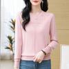Thin knitted sweater women's spring pullover loose version fashion mother temperament hollow round neck long sleeve top women's front shoulder