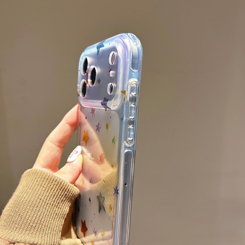 For Iphone 17 17pro 17Promax Laser Star Pattern Glitter Phone Case for IPhone 14 15 16 Pro Max Shockproof Protective Clear Cover