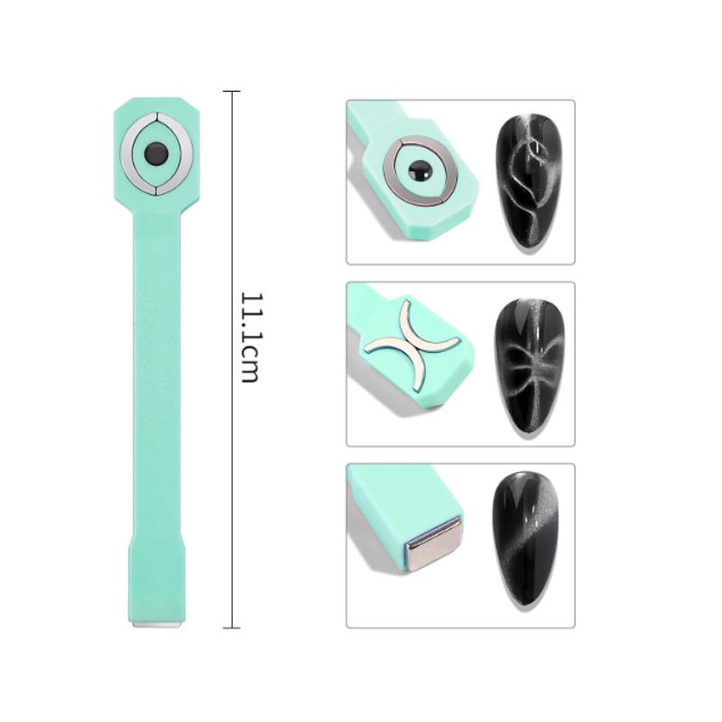 1Pcs 3-In-1 Heart Shape Cat Eye Nail Art Magnet Double Line Moon Snake Pattern French Nail Magnetic Pen Gel Polish Manicure Tool