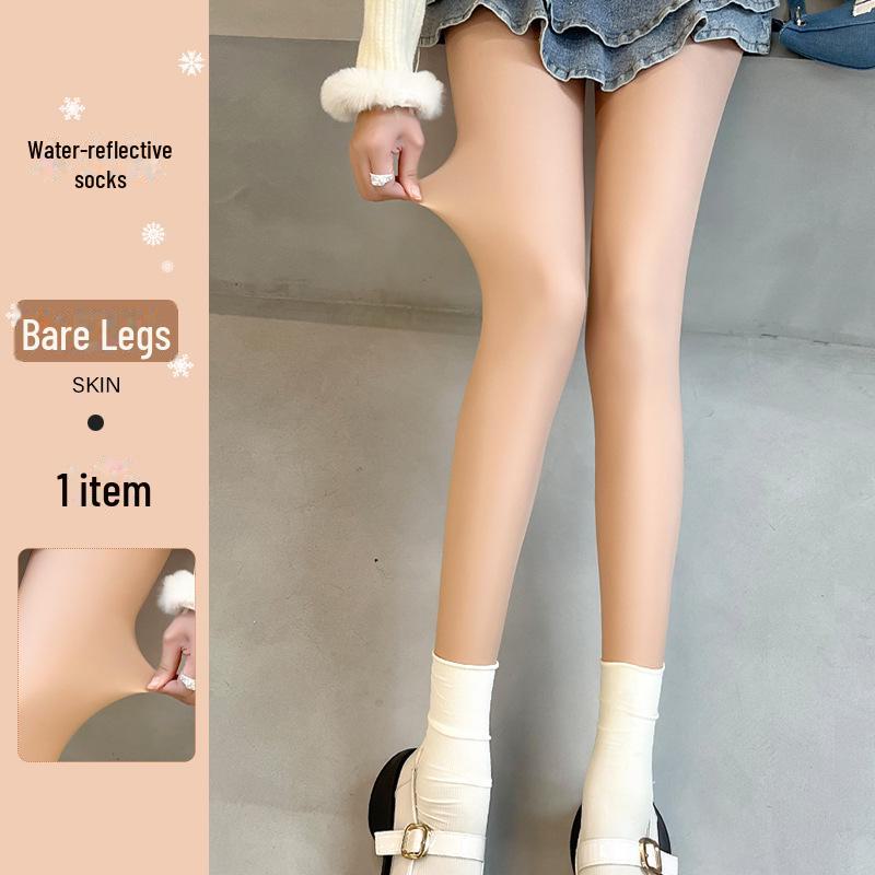 

Женские зимние плотные колготки телесного цвета: Леггинсы Water Light Socks с бархатом Plus Velvet для естественного тона кожи Deluxe Regular Waist 200g Thin Fleece