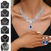 Sparkling Bridal Jewelry Set Water Drop Pendant Rhinestone Studded Jewelry  Party Banquet