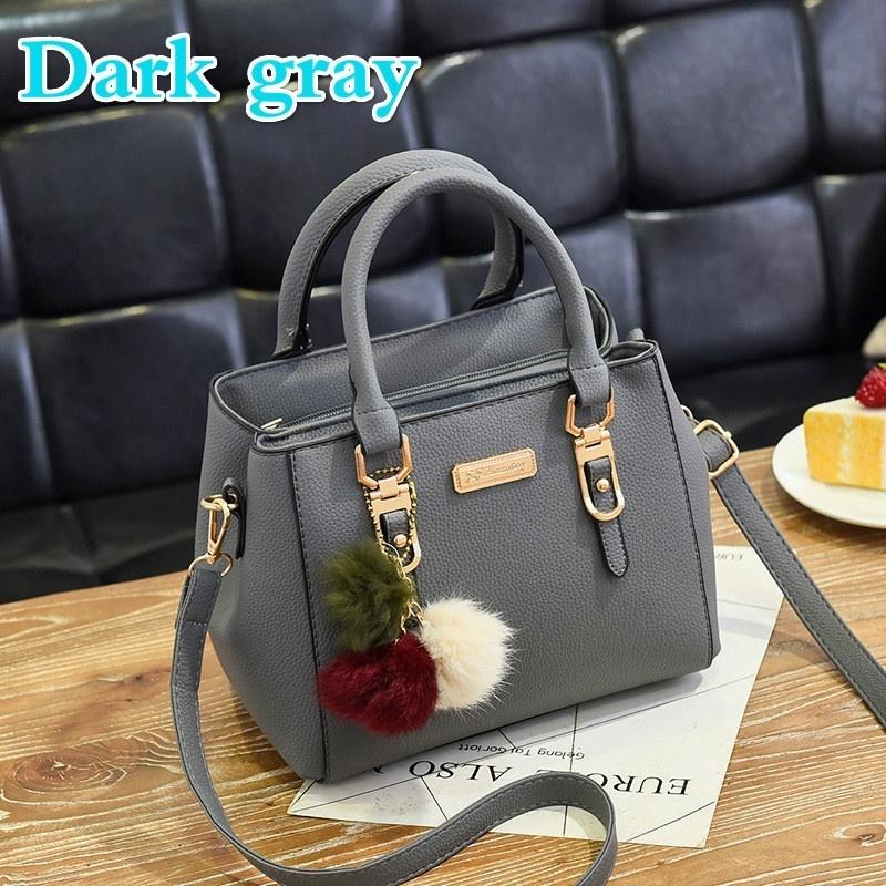 Fashion Women Handbags Hairball PU Leather Totes Bag Top-handle Crossbody Bag Shoulder Bag