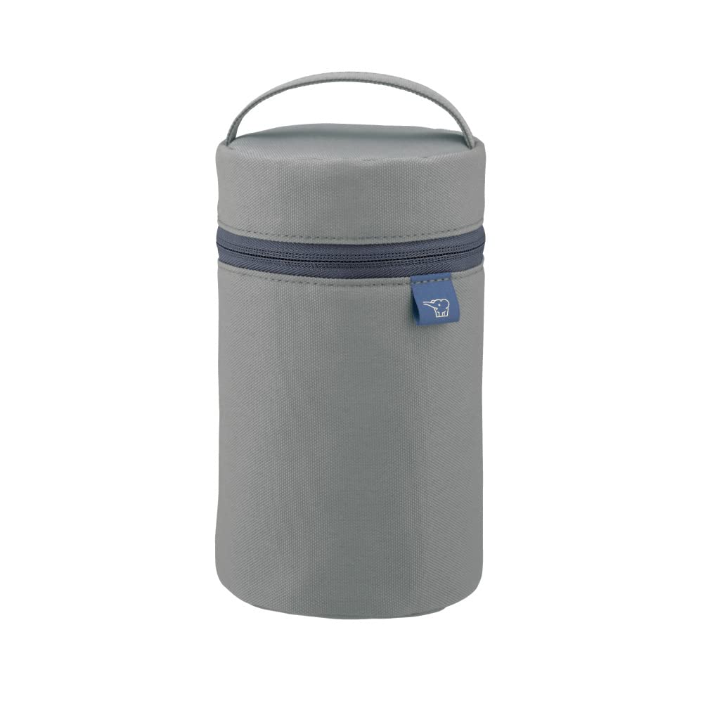 Zojirushi Mahobin Soup Jar Medium Size Improved Heat Cutlery Machine Medium Gray Pouch, (for 350-550ml), Retention, Pocket, Handle, Washable,