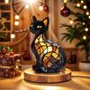 Animal Table Lamp Cat Desk Lamp Animal Statue LED Lights Resin Spooky Halloween Decorations for Christmas Birthday Holiday