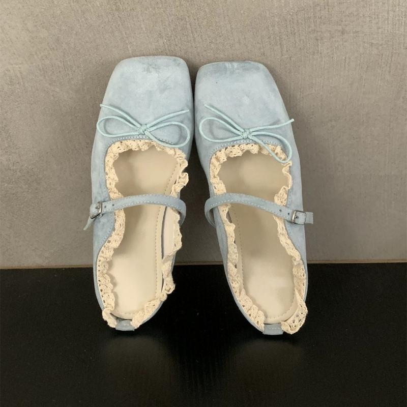 

Fashion Women Flats Slippers Bow Marie Janes Sandals Square Toe Mules Shoes Shallow 2025 Trend Summer Loafers Comfort Zapatillas Mujer 35 синий