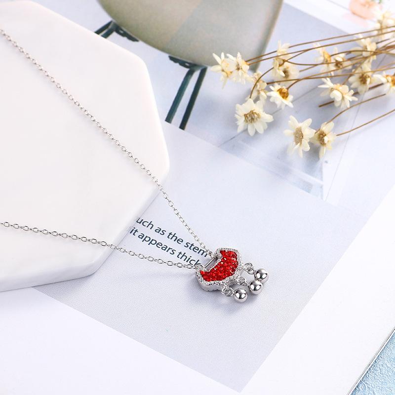 Necklace Female Niche Design Full Diamond Crystal Double Sided Longevity Lock Pendant Cold Wind Qixi Festival Clavicle Chain
