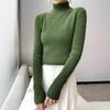 Women's Autumn Winter High Neck Pile Collar Ribbed Knit Slim-Fit Inner Base Layer Sweater