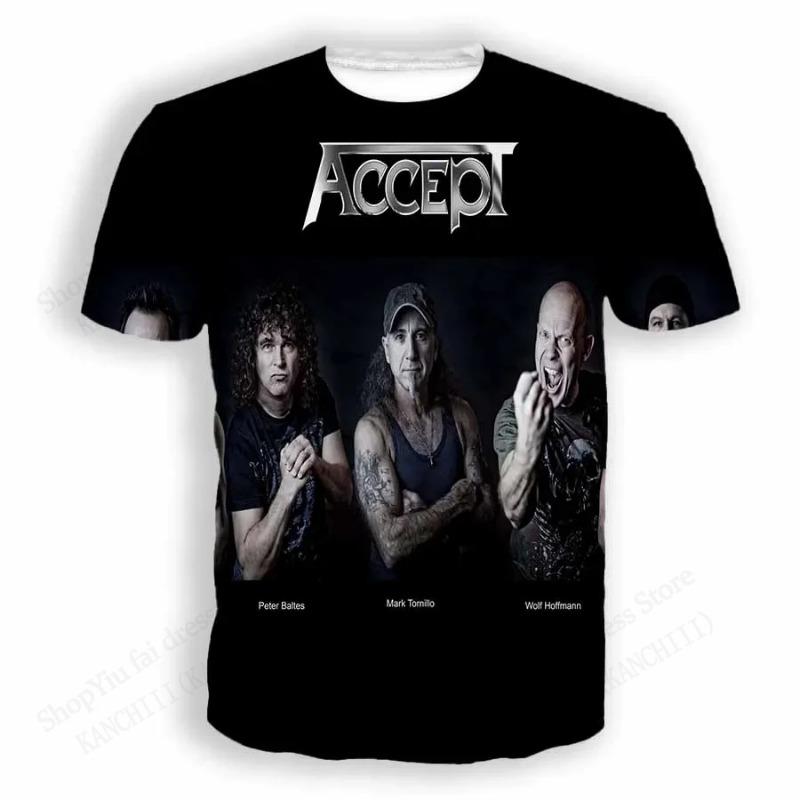 T-shirt Stampa 3D Rock Band Accept Uomo Moda Taglie Forti Manica Corta Bambini Hip Hop Sportive Top Magliette Abbigliamento Uomo Vintage