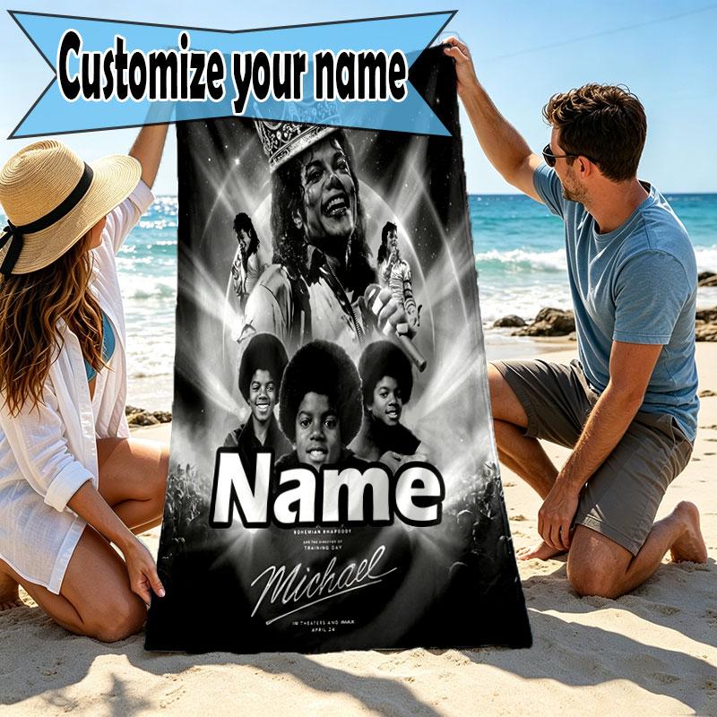 Individualus pavadinimas, personalizuotas Michael Jackson spaudinio paplūdimio rankšluostis, kelionei, stovyklavimui, paplūdimio vakarėliui, namų dekoravimui, gimtadienio dovana šeimai ir draugams